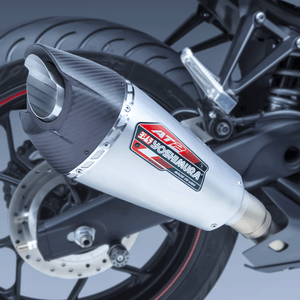 YZF-R3 15-22 / MT-03 20-22 AT2 Stainless Slip-On Exhaust, w/ Stainless Muffler